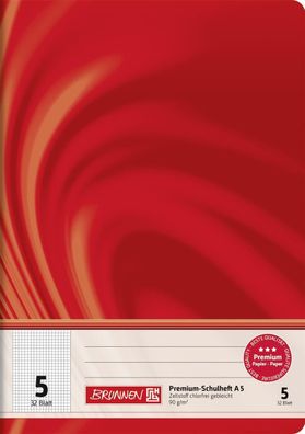 Brunnen 104550502 Schulheft Vivendi A5 5 mm kariert, Lin. 5 rot