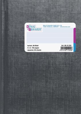 König & Ebhardt 8616222 Geschäftsbuch A6 kariert, 5 mm grau