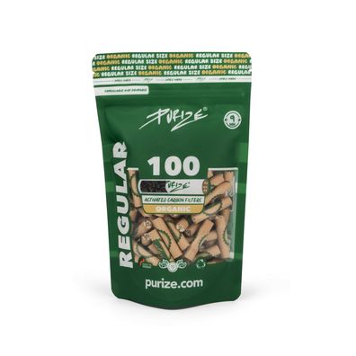 Purize Aktivkohlefilter Regular 9 mm braun, 100 Stück Beutel