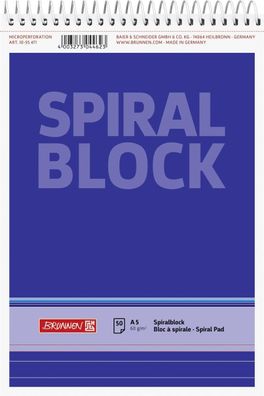 Brunnen 1055471 Spiralnotizblock A5 liniert Deckblatt: blau