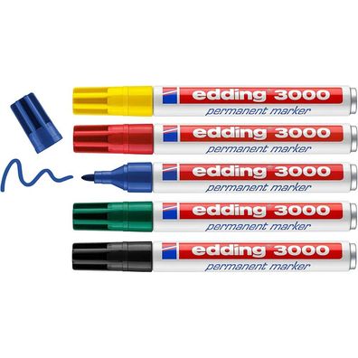 5 edding 3000 Basic Permanentmarker farbsortiert 1,5 - 3,0 mm