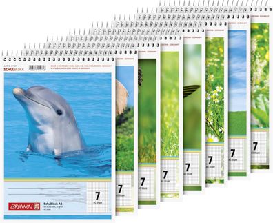 Brunnen 1041907 Schulblock A5 7 mm kariert, Lin. 7