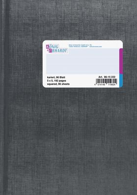 König & Ebhardt 8615222 Geschäftsbuch A5 kariert, 5 mm grau