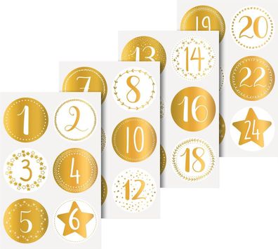 Heyda 203780809 Sticker "Zahlen Advent" 10 x 19 cm Sticker Ø 4 cm goldfarben