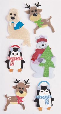 Heyda 203780701 Stick-On's-Mix "Weihnachtstiere" 7,5 x 16,5 cm