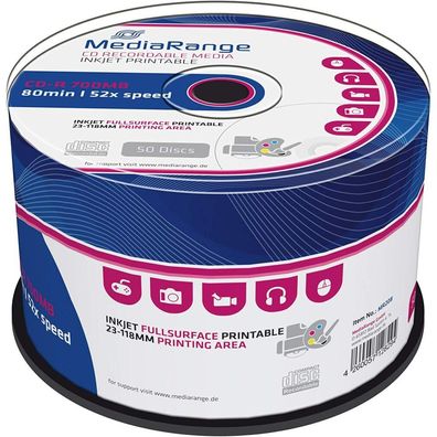 CD-R 700 MB (52fach, 50 Stück, bedruckbar)