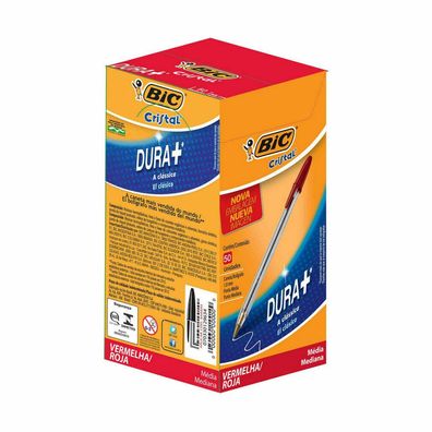 50 BIC Kugelschreiber Cristal transparent Schreibfarbe rot