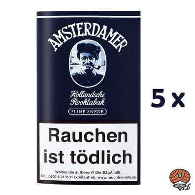 Amsterdamer Pfeifentabak, Hollandsche Rooktabak, Pouch 5x 40g