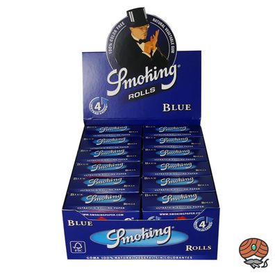 Box Smoking Rolls BLUE Papers - 24 Rolls Zigarettenpapier à 4 m