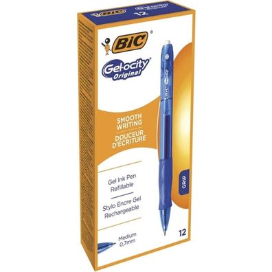 12 BIC Gel-ocity Gelschreiber blau/transparent 0,3 mm, Schreibfarbe: blau