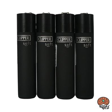 Clipper Reibradfeuerzeuge soft schwarz, 4 Stück