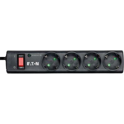 EATON Protection Strip 4 DIN 4-fach Steckdosenleiste mit Überspannungsschutz schwarz