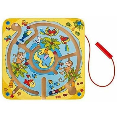 GOKI Magnetisches Labyrinth aus Holz Insel