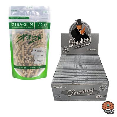 Purize Set: 250 Purize Xtra Slim Aktivkohlefilter + Smoking Master Papers