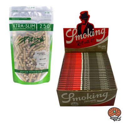 Purize Set: 250 Purize Xtra Slim Aktivkohlefilter + Smoking Organic Papers