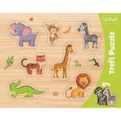 Trefl, Konturenpuzzle mit Unterlage, Lift-Out Puzzle, Exotische Tiere