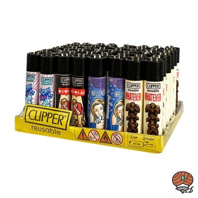 Clipper Reibradfeuerzeuge Social Media, Würfel 48 Stück