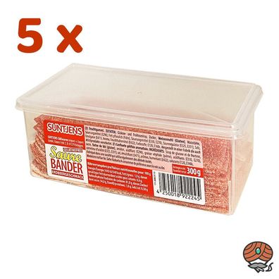 Suntjens Saure Bänder - Erdbeergeschmack 5x 300g