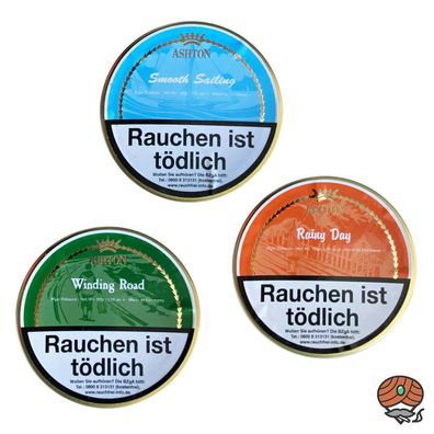 ASHTON Pfeifentabak Pobierset mit aromatisiertem Tabak 3x 50g Dose
