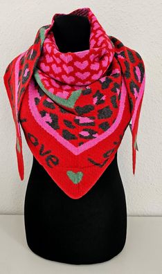 Blogger XXL Dreieckstuch Tuch Dreieckschal Animalprint/Herzen Rot/Pink/Grün/Schwarz