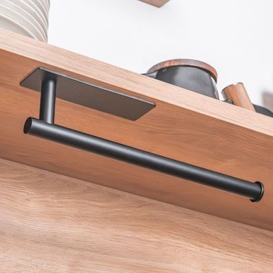 ELMOWO Edelstahl Küchenrollenhalter ohne Bohren Halter für Küchenrollen schwarz