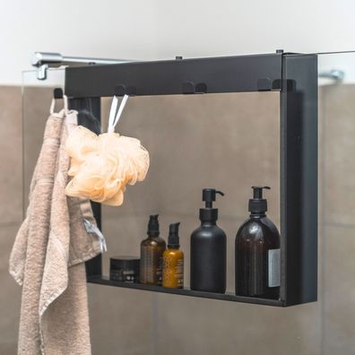 ELMOWO Edelstahl Duschablage zum Hängen ohne Bohren für die Dusche Glastür/Glaswand