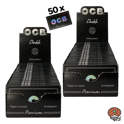 2 Boxen OCB Schwarz kurz Premium Double Papers à 25 Hefte mit je 100 Blatt
