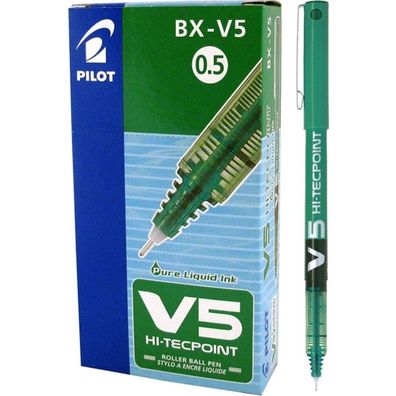 Kugelschreiber mit Flüssigtinte Pilot Roller V-5 grün 12 Stück