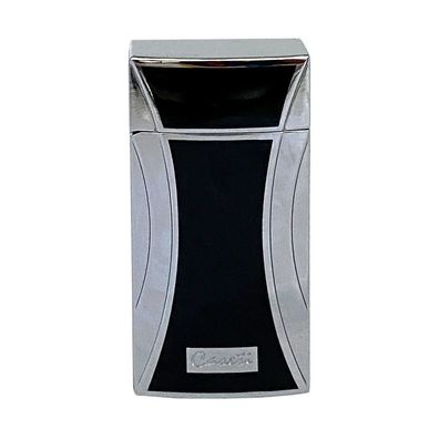 Caseti Feuerzeug Chamonix Jet, schwarz/chrom, mit Abschneider (Ringmaß 47)