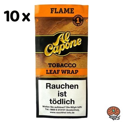 10x Al Capone Tobacco Leaf Wrap / Blunt Wrap aus echtem Tabakblatt * FLAME* (süß)