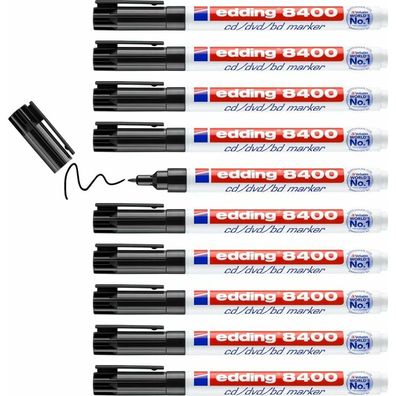 Dauermarker Edding 8400 Schwarz 10 Stück