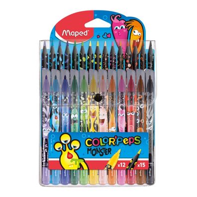 Maped - Color'Peps Monster Set - 12 Marker / 15 Stifte (984718)