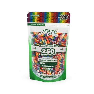 Purize Aktivkohlefilter XTRA SLIM Rainbow 250 Stück Beutel