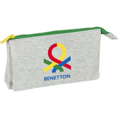 Dreifaches Mehrzweck-Etui Benetton Pop Grau (22 x 12 x 3 cm)