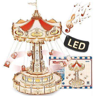 Robotime Rokr Luminous 3D Wooden Puzzle Toy Box: Kettenkarussell 289 Teile