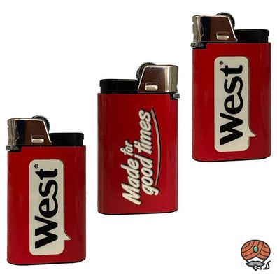3 x WEST Feuerzeug / Reibradfeuerzeug - 6 cm Höhe