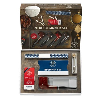 VAUEN Intro #2 Pfeifen Beginnerset + braune, glatte Pfeife + Zubehör