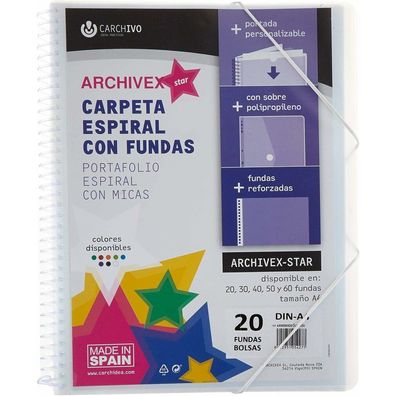 Ordnungsmappe Carchivo Archivex-Star 20 Hüllen A4 12 Stück Spirale