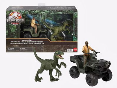 Jurassic World Mattel HTP62 Barry Sembène & Velociraptor Dinosaurier Set