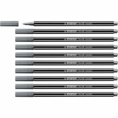 Filzstifte Stabilo Pen 68 metallic Silberfarben 10 Stück
