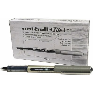Kugelschreiber mit Flüssigtinte Uni-Ball Rollerball Eye Fine UB-157 Schwarz 12 Stück