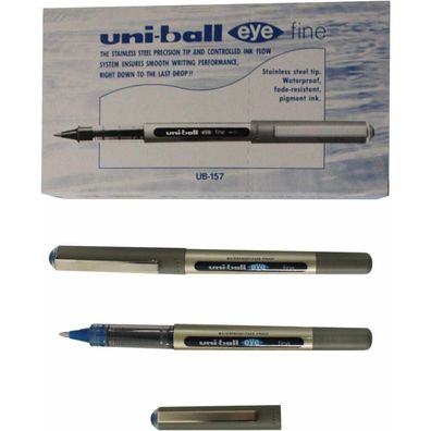 Kugelschreiber mit Flüssigtinte Uni-Ball Rollerball Eye Fine UB-157 Blau 12 Stück