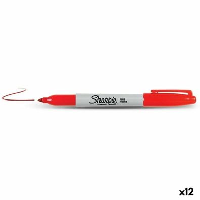 Dauermarker Sharpie Fine Point Rot 12 Stück