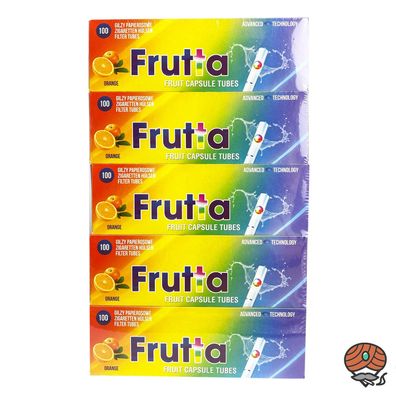 5 x Frutta Orange Click-Zigarettenhülse mit Geschmack, Packung à 100 Stück