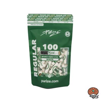 Purize Aktivkohlefilter Regular 9 mm weiß, 100 Stück Beutel