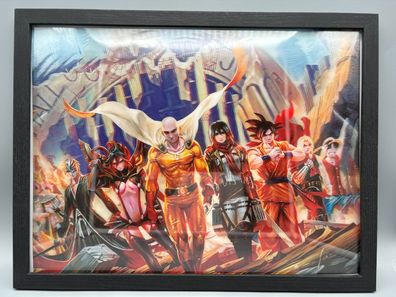 3D-Bild/Effekt-Flip-Anime-Dragonball-Gruppenfoto, oku-30x40cm-mit Rahmen