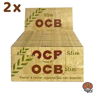 2 Boxen OCB Organic Hemp Slim Paper ungebleicht 100 Hefte á 32 Blatt
