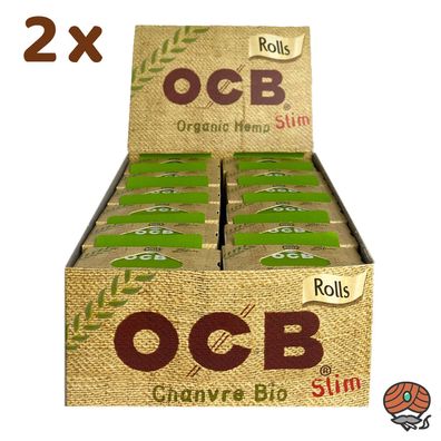 2 Boxen OCB Organic Hemp Slim Rolls, 48 Rollen à 4 m