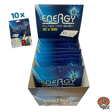 ENERGY+ CLIXX Slim Filter Tips Minze, 6 mm, Box mit 10 Packungen à 100 Feinfilter