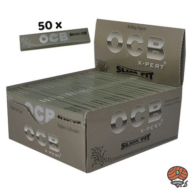1 Box OCB X-PERT Slim Fit Long Papers / Drehpapier 50 x 32 Blättchen